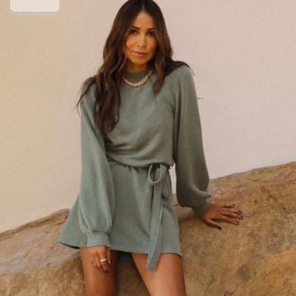 Sincerely Jules Bandier Dahlia Sweatshirt Dress Green S